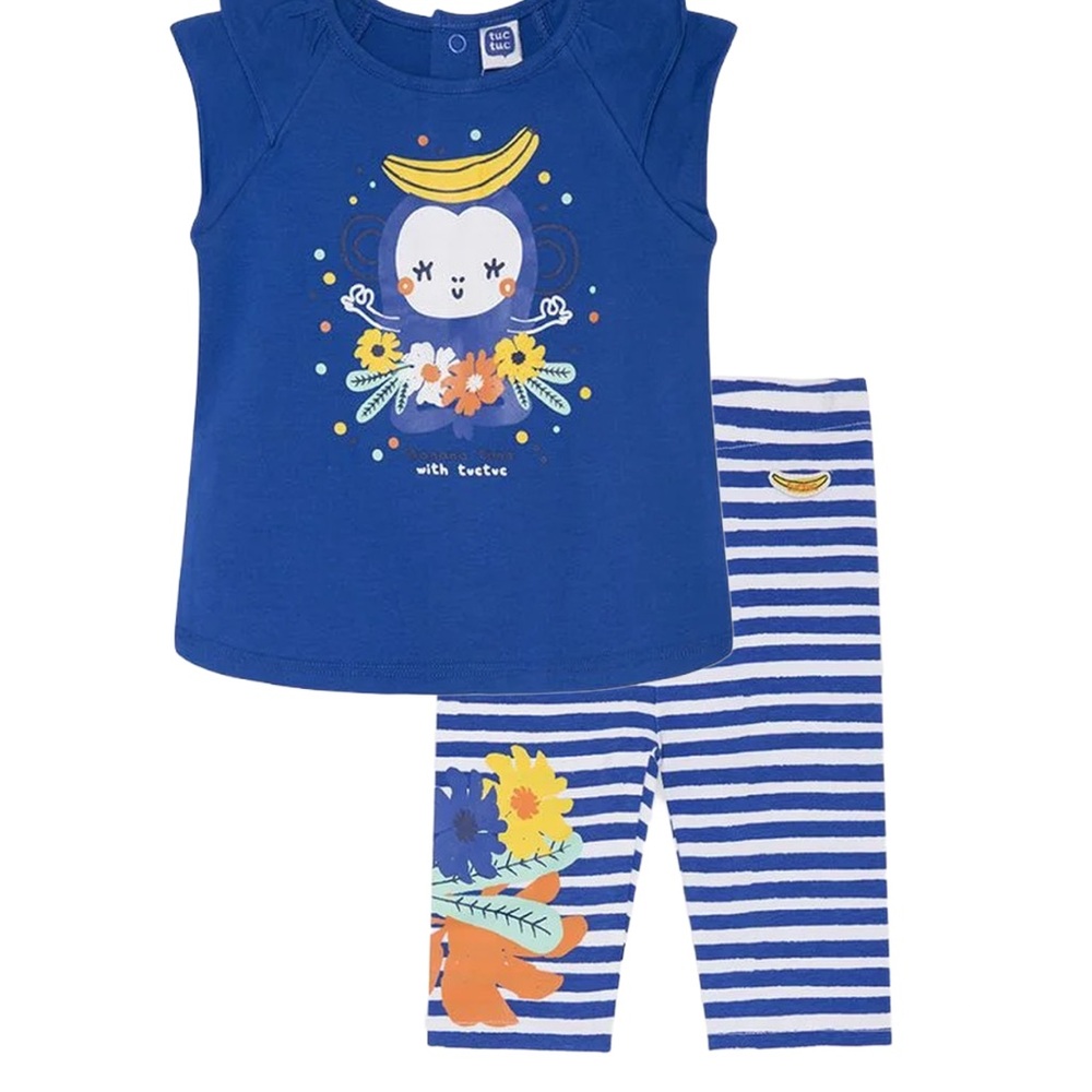 Charming Blue Kids Set with monkey and Banana Design